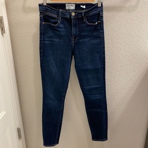 FRAME Le High Skinny Crop Jeans in Dame Blue - Size 28